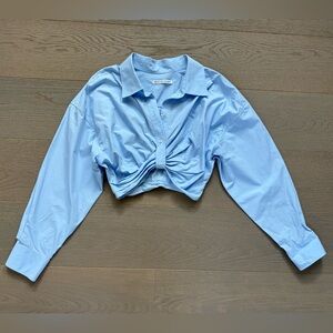 Alexander Wang Light Blue Cropped Twist Shirt